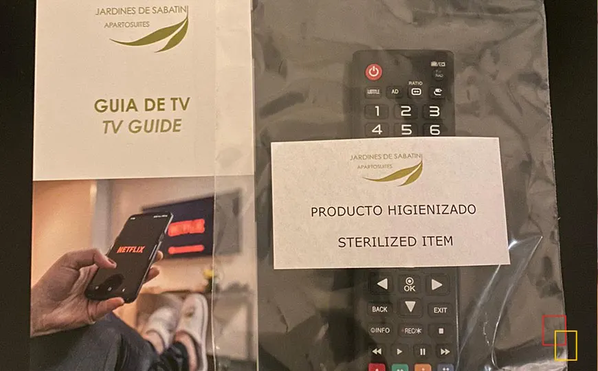 Esterilización de objetos como el mando de tv - Hotel Jardines de Sabatini